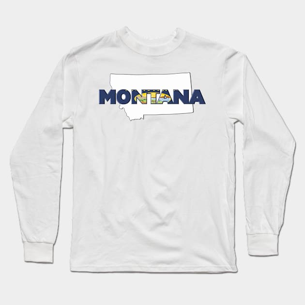 Montana Colored State Letters Long Sleeve T-Shirt by m2inspiration